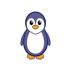 Cute penguin cartoon icon vector illustration on a white background.