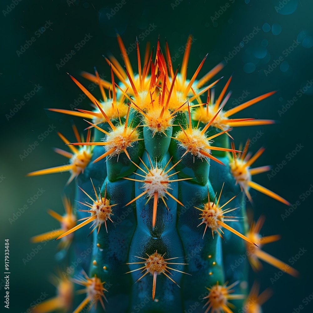 Poster compelling macro photo of cactus spine showcasing intricate textures and patterns