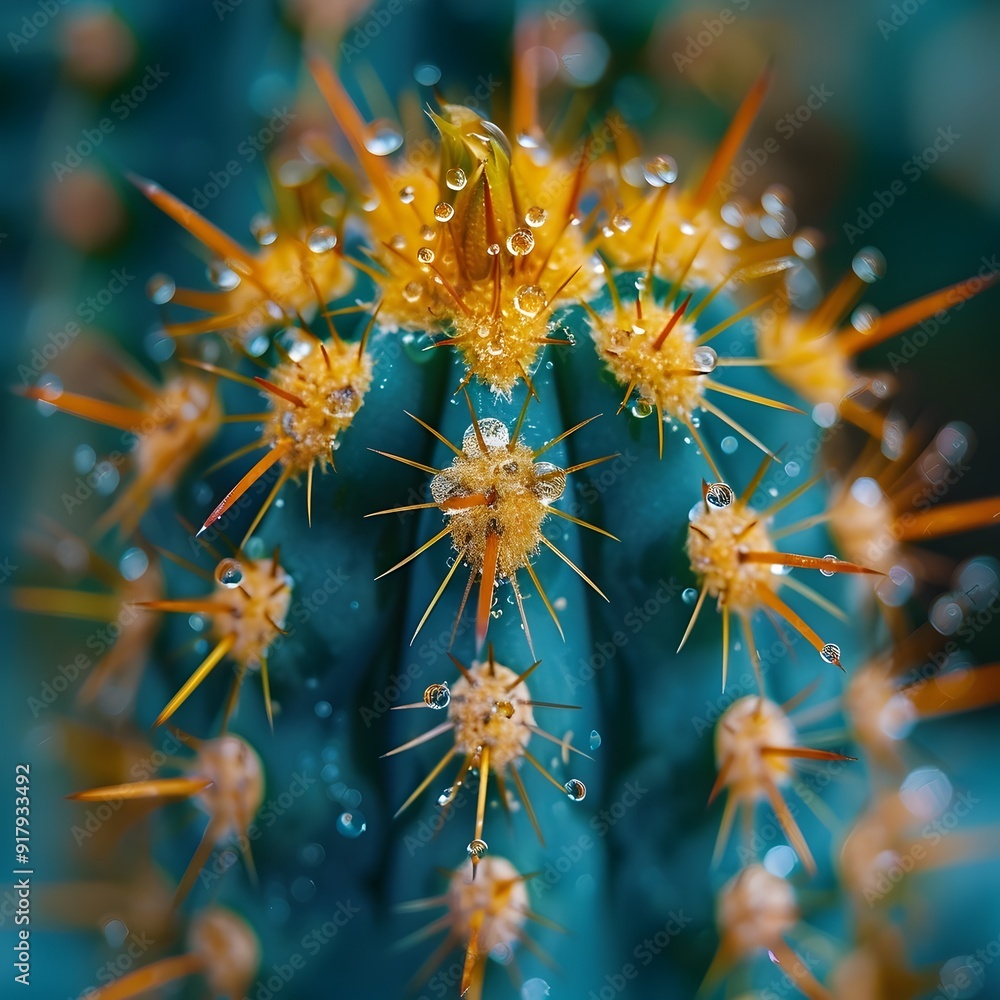 Poster macro close up of vibrant cactus spine revealing intricate texture and patterns