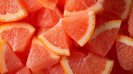 Fresh Sliced Grapefruit Background, Juicy Citrus Fruit