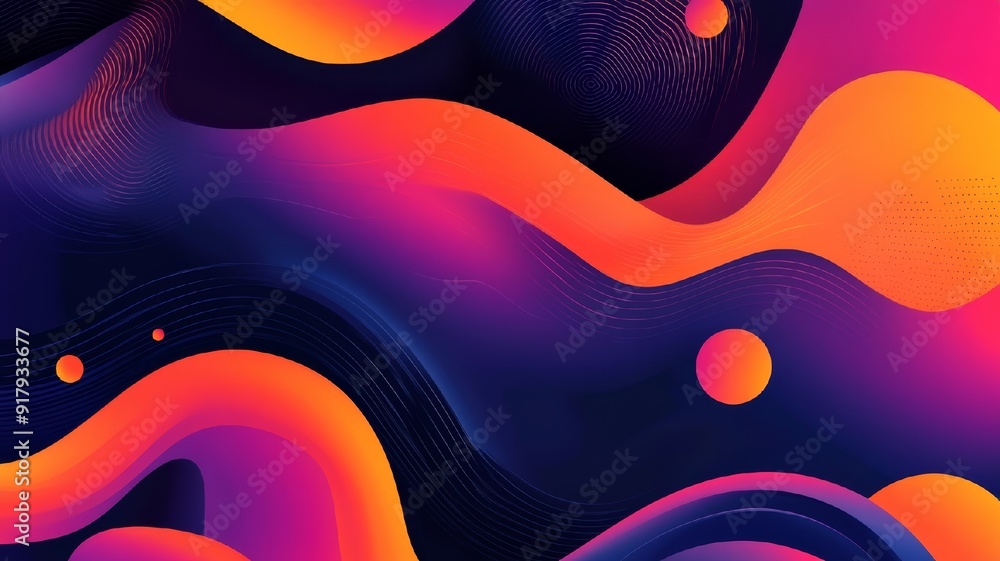 Poster abstract design with vibrant swirls and gradient colors