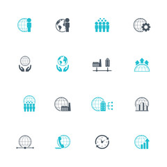 Universal business management and human resources icon set. Universal icons for web and mobile. Vector.	