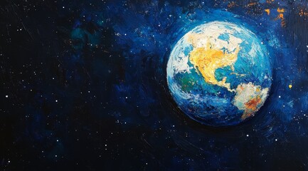 Obraz premium Earth from Space - Oil Painting