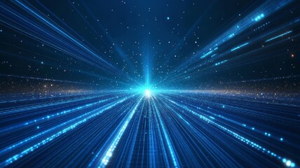 Obraz premium Digital Light Trails in a Blue Universe