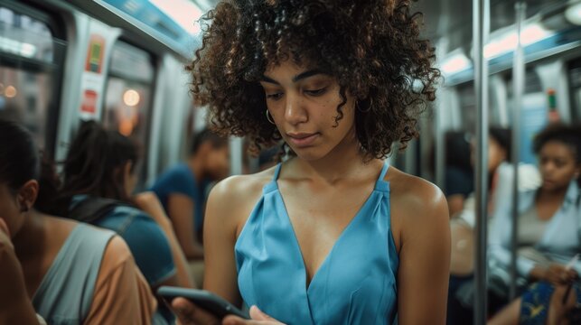 The woman on subway train