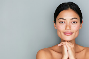 Radiant Natural Beauty of a Young Asian Woman with Freckles