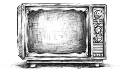 Old vintage television showing static noise screen drawing