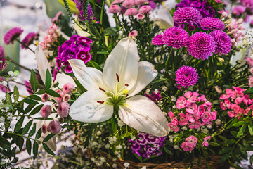 Beautiful floral wedding bouquet centerpiece decoration.
