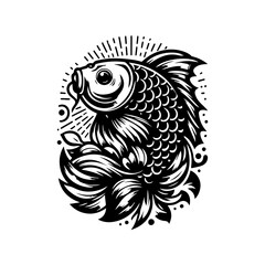 koi fish logo design, black koi fish logo vector illustration