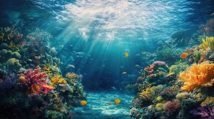 Obraz premium A stunning view of the tropical undersea world, showcasing the rich biodiversity and colors of the oceans depths.