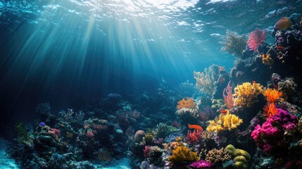 Naklejka premium A stunning view of the tropical undersea world, showcasing the rich biodiversity and colors of the oceans depths.