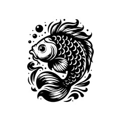Fototapeta premium koi fish logo design, black koi fish logo vector illustration