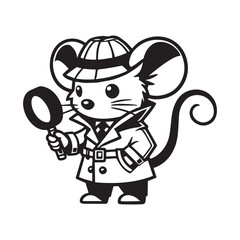 Fototapeta premium Mouse Clipart, House mouse Outline Design, Small Rodent illustration in black and white
