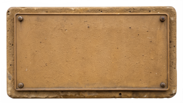 Rusty Bent Metal Sign with Text Area Isolated on a Concrete Surface