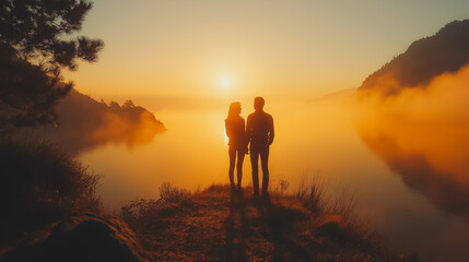 Fototapeta premium Romantic love moments in picturesque settings