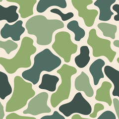 Green camouflage print seamless vector pattern. Modern woodland design for textile, fabric, wallpaper, wrapping paper, linens