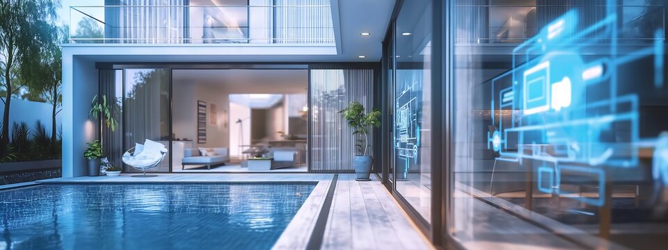 Intelligent Home Security Analytics, Illustrate intelligent home security analytics, showing AI algorithms analyzing security footage to identify suspicious activities