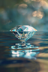 Beautiful diamond with reflection in water