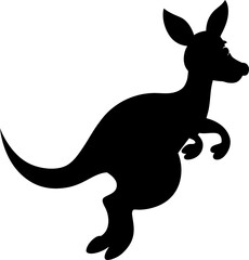 shadow puppet silhouette, black, kangaroo, simple, white background