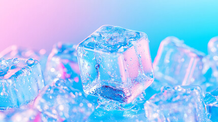 Obraz premium Ice cooling, ice cooling, summer cooling liquid background