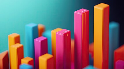 3D bar graph illustrating revenue growth over multiple years, with each bar labeled.