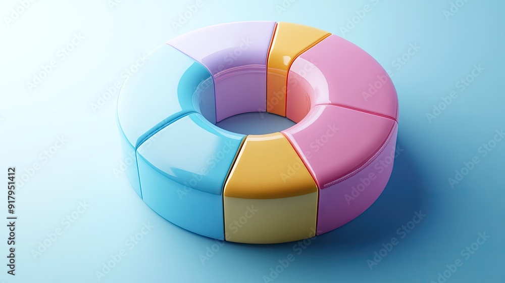 Poster 3d donut chart presenting the proportion of revenue generated from various business units.