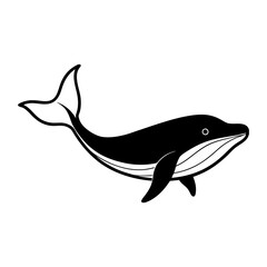 Obraz premium Whale black silhouette vector on white background