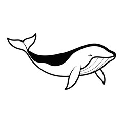 Obraz premium Whale black silhouette vector on white background