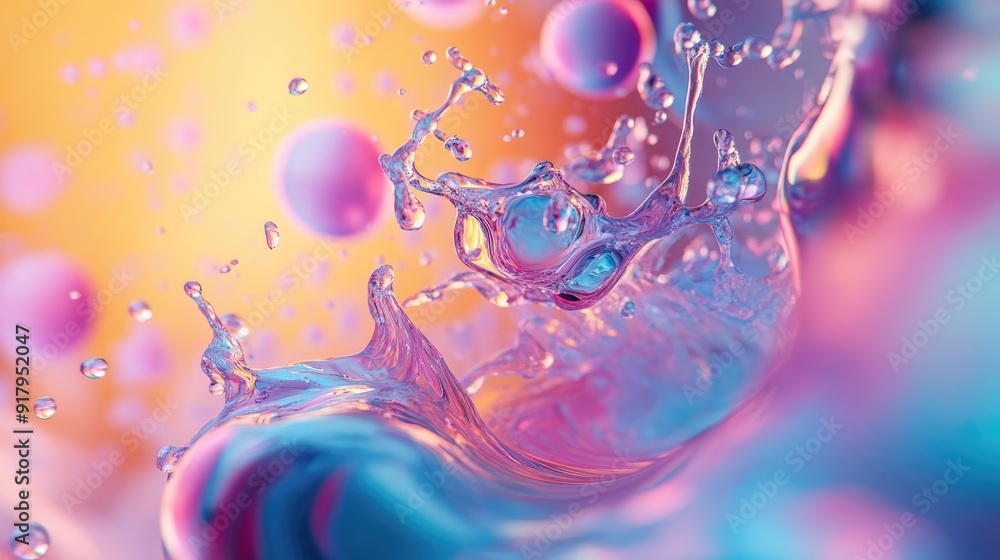 Poster 3d liquid shapes in motion, creating a fluid and dynamic background.