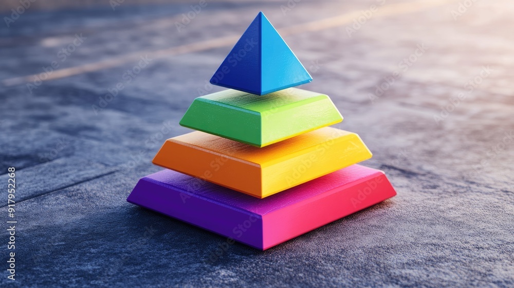 Aufkleber 3d pyramid chart illustrating the hierarchy of business model components.
