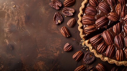 National Chocolate Pecan Pie Day concept with copy space 