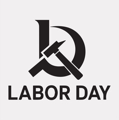 Labor Day typography Hammer, Safety helmet, logo vector silhouette on a white background