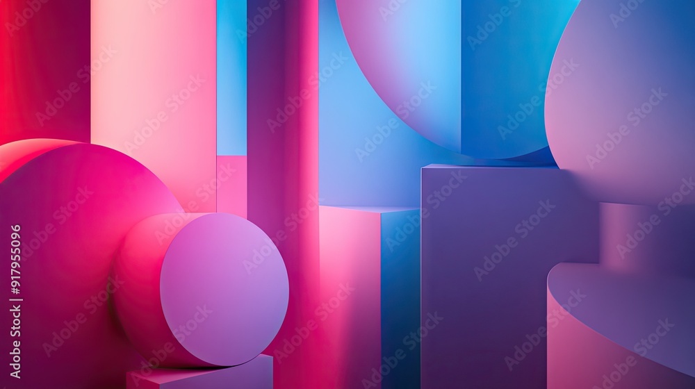 Aufkleber abstract 3d shapes with shadows and highlights creating a sense of depth.