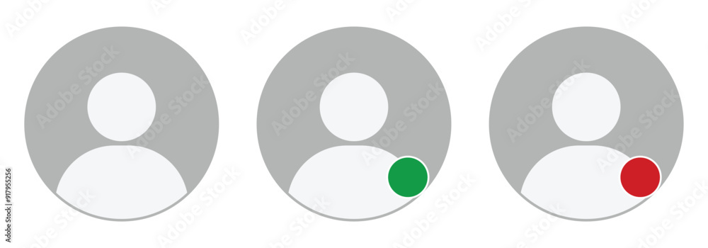 Poster profile default avatar icon with active status. user account dp symbol with online offline status fo