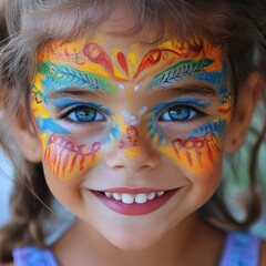 Little Girl Enjoys Halloween Face Painting