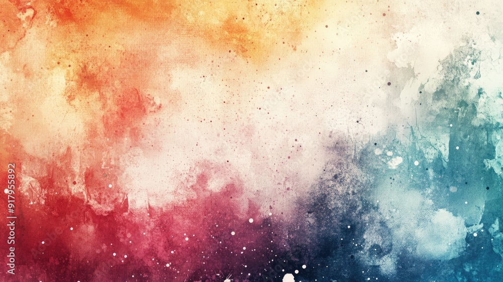 Poster abstract watercolor background with soft blends and splatters of color.