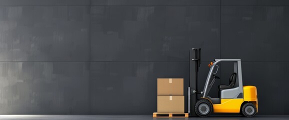 Forklift Carrying Boxes – 3D-Style Cargo Photography with Dark Grey Background