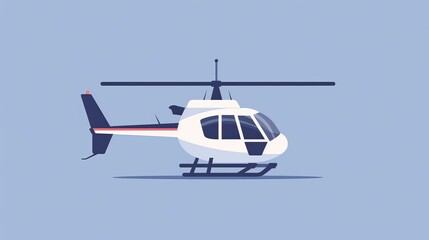 A plain and clean 2D vector of a hovering helicopter, minimalistic, straightforward design, basic colors