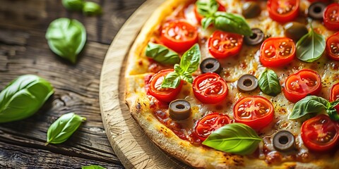 Pizza with tomatoes and olives, attractive, engaging, HD wallpaper, background