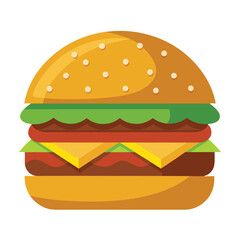 Illustration of Beef Burger on white