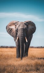 Fototapeta premium Elephants on the Brink: The Dire Impact of Climate Change and Habitat Destruction on the Vanishing Giants of a Bleak Landscape in Need of Urgent Conservation.