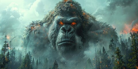 Fototapeta premium A gorilla Colossal Creature of Myth and Legend