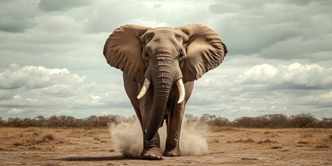 Fototapeta premium Elephants on the Brink: The Dire Impact of Climate Change and Habitat Destruction on the Vanishing Giants of a Bleak Landscape in Need of Urgent Conservation.