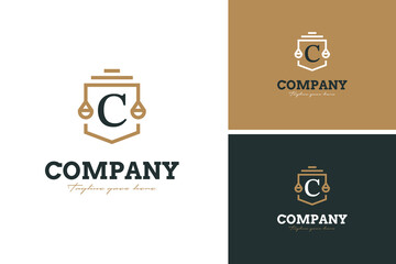 Letter C for law office or attorney logo design concept illustration idea