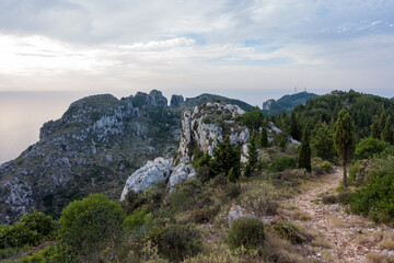 Beautiful path in the forest in Othonoi island, Greece, perfect for long walks