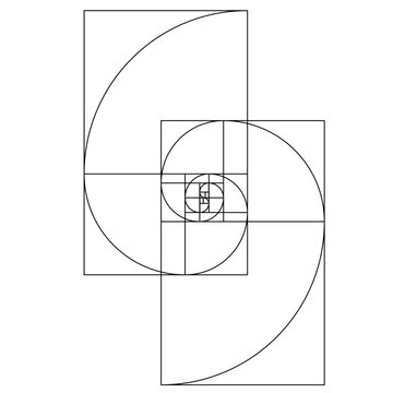 Golden Ratio, Phi, Fibonacci Sequence Illustration, Mathematical, Architectural Pattern, Sacred Geometry Clipart