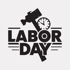 Labor Day typography Hammer, Safety helmet, logo vector silhouette on a white background