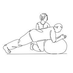 One continuous single drawing line art flat doodle physical therapy, patient, recovery, physical...