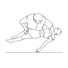 One continuous single drawing line art flat doodle back, person, patient, woman, physical therapy,...
