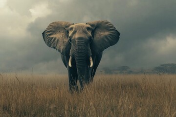 Naklejka premium Elephants on the Brink: The Dire Impact of Climate Change and Habitat Destruction on Endangered Species and the Urgent Need for Conservation.